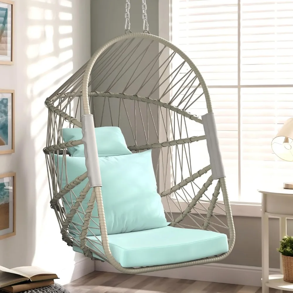 Hanging Egg Chair Without Stand, Rattan Wicker Swing Egg Chair with Resistant Cushion, 300lbs Capacity, Hammocks
Hanging Egg Chair Without Stand, Rattan Wicker Swing Egg Chair with Resistant Cushion, 300lbs Capacity, Hammocks