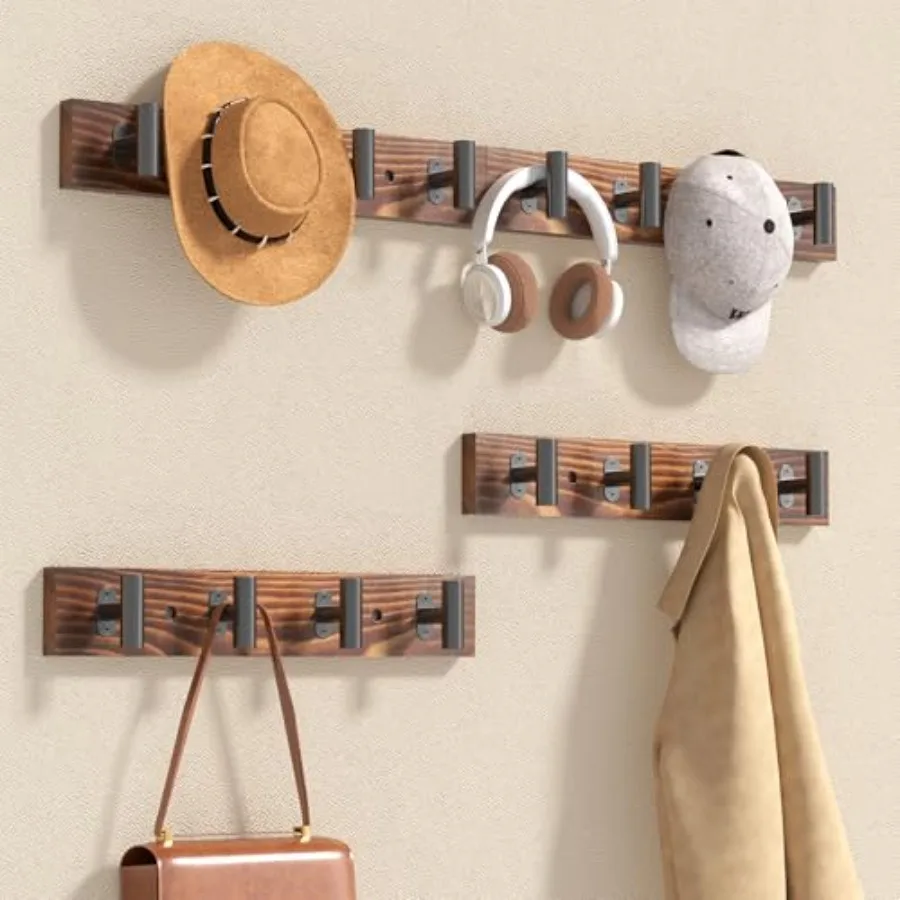 4 Pack Coat Rack Wall Mount, Rustic Coat Hooks Wall Mounted with 16 Metal Heavy Duty T Shaped Hooks, Pine Soild Wood Large Coat
4 Pack Coat Rack Wall Mount, Rustic Coat Hooks Wall Mounted with 16 Metal Heavy Duty T Shaped Hooks, Pine Soild Wood Large Coat