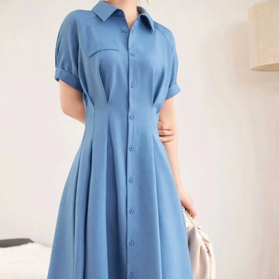 2025 summer women's temperament slim thin shirt skirt summer new fairy first love French princess skirt 
2025 summer women's temperament slim thin shirt skirt summer new fairy first love French princess skirt