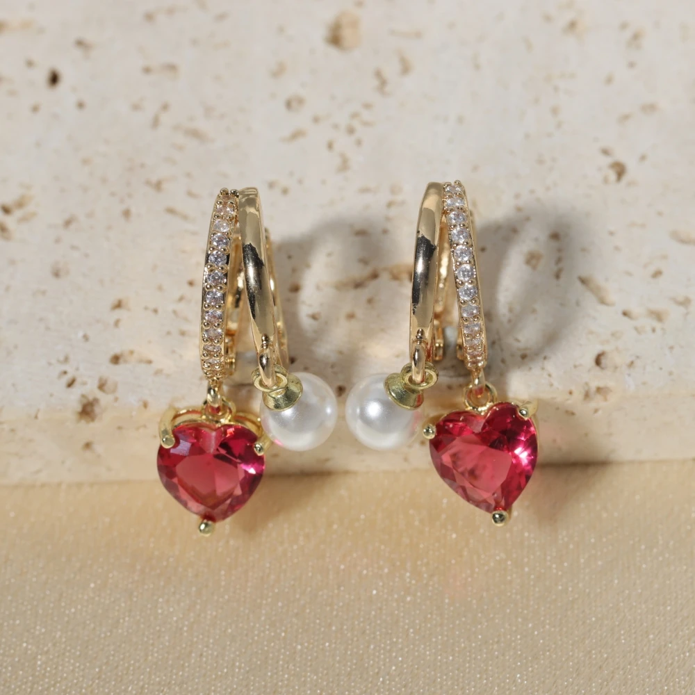 1 Pair Fashion Red Heart-shaped with Imitation Pearls Dangle Earrings for Women Zirconia Earring Jewelry Daily Accessories
1 Pair Fashion Red Heart-shaped with Imitation Pearls Dangle Earrings for Women Zirconia Earring Jewelry Daily Accessories