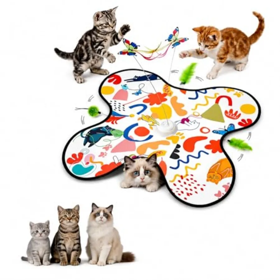 Interactive Cat Toy for Indoor Cats - Rechargeable Automatic Hide and Seek with Fluttering Butterfly, Moving Feather Wands and
Interactive Cat Toy for Indoor Cats - Rechargeable Automatic Hide and Seek with Fluttering Butterfly, Moving Feather Wands and