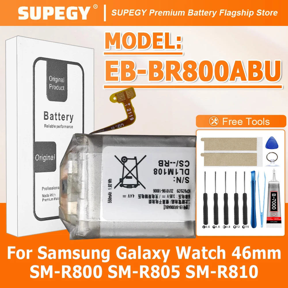 EB-BR800ABU For Samsung Galaxy Watch 46mm SM-R800 SM-R805 SM-R810 Batteries +Tools
EB-BR800ABU For Samsung Galaxy Watch 46mm SM-R800 SM-R805 SM-R810 Batteries +Tools