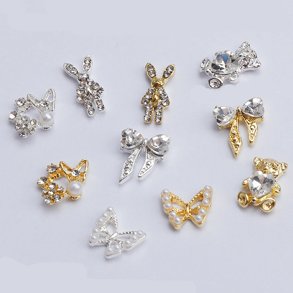 10pcs Zircon Luxury Nail Art Charm 3D Gold/Silver Butterfly Rabbit Bear Arrow Nail Decoration DIY Exquisite Nail Accessories
10pcs Zircon Luxury Nail Art Charm 3D Gold/Silver Butterfly Rabbit Bear Arrow Nail Decoration DIY Exquisite Nail Accessories