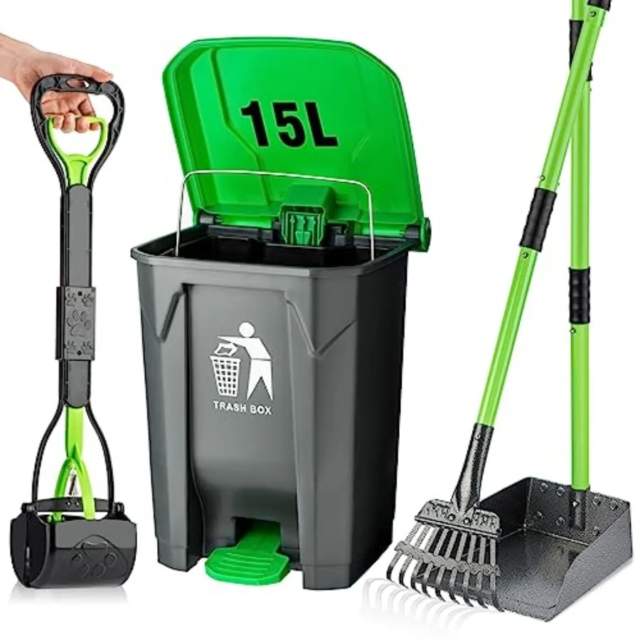 Outdoor Dog Pooper Scooper Set with Stainless Steel Tray and 15L Step Can 28 Long Handle Removable Bucket 20 Waste Bags Silver
Outdoor Dog Pooper Scooper Set with Stainless Steel Tray and 15L Step Can 28 Long Handle Removable Bucket 20 Waste Bags Silver