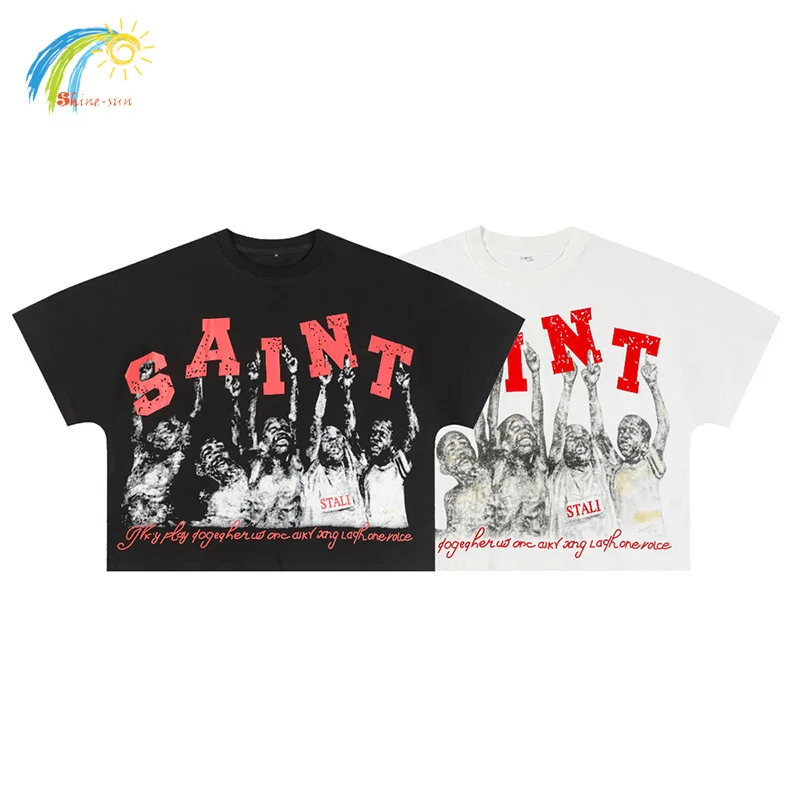 Crack Letter Logo Character Graphics Print Saint T-Shirts High Quality 100% Cotton Vintage Black White T Shirt Oversize Tee Top
Crack Letter Logo Character Graphics Print Saint T-Shirts High Quality 100% Cotton Vintage Black White T Shirt Oversize Tee Top
