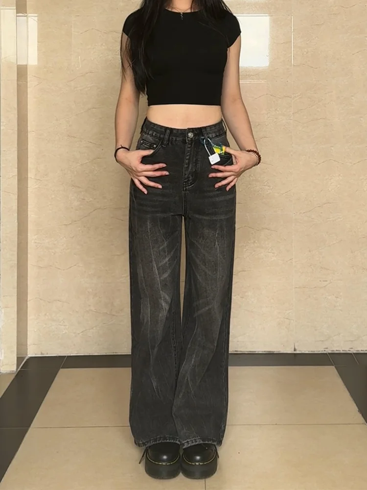 High Waist Loose Fit Straight Leg Vintage Washed Denim Jeans Women's Casual Slimming Long Trousers Autumn Season plus Size
High Waist Loose Fit Straight Leg Vintage Washed Denim Jeans Women's Casual Slimming Long Trousers Autumn Season plus Size