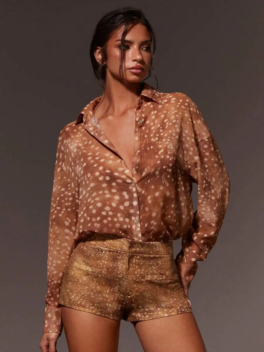 Womens Brown Deer Print Casual Shorts Slim Fit Mini Shorts Soft Woven Fabric Animal Pattern
Womens Brown Deer Print Casual Shorts Slim Fit Mini Shorts Soft Woven Fabric Animal Pattern