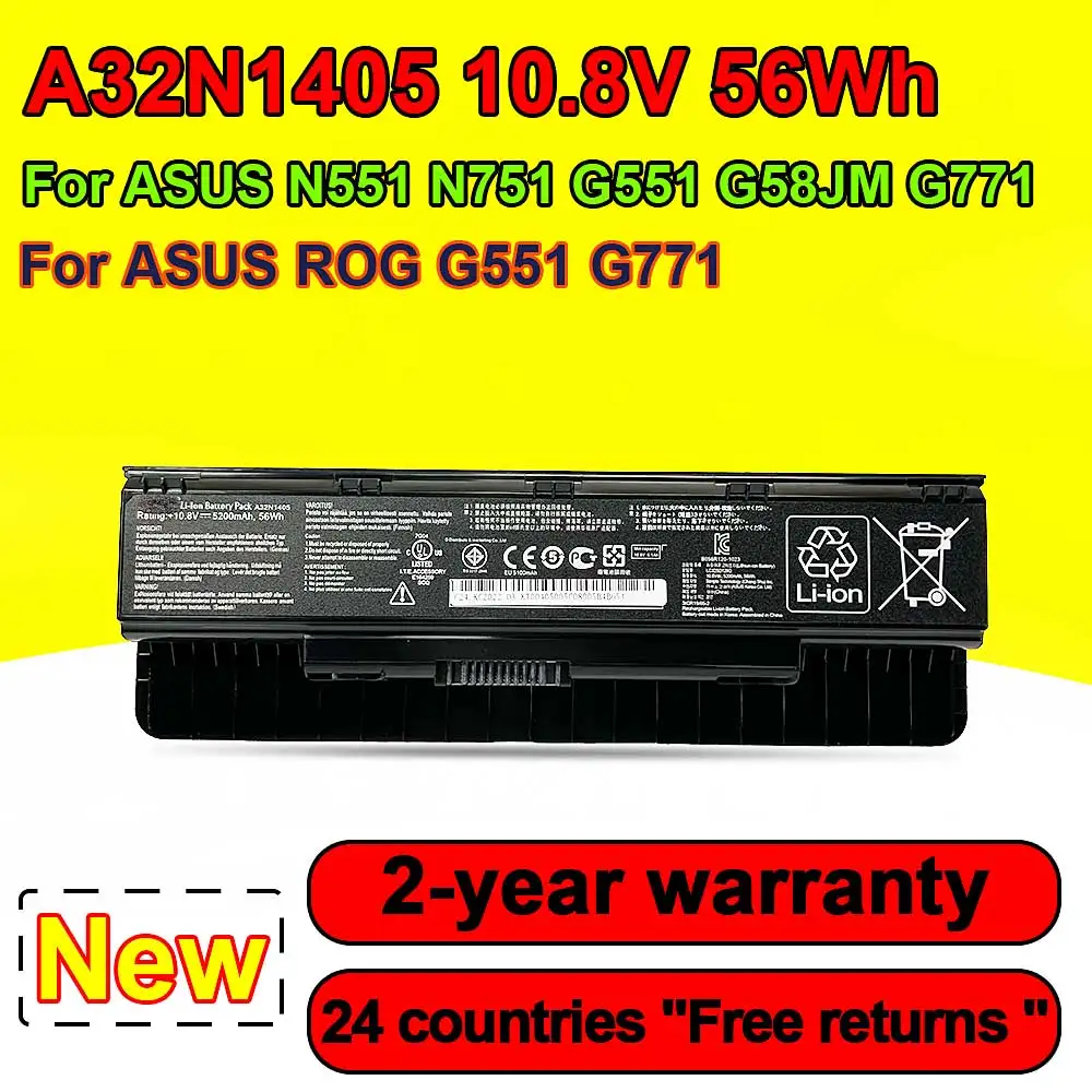 A32N1405 Battery For ASUS ROG N551 N751 N751JK G551 G771 G771JK GL551 GL551JK GL551JM G551J G551JK G551M G551JW
A32N1405 Battery For ASUS ROG N551 N751 N751JK G551 G771 G771JK GL551 GL551JK GL551JM G551J G551JK G551M G551JW