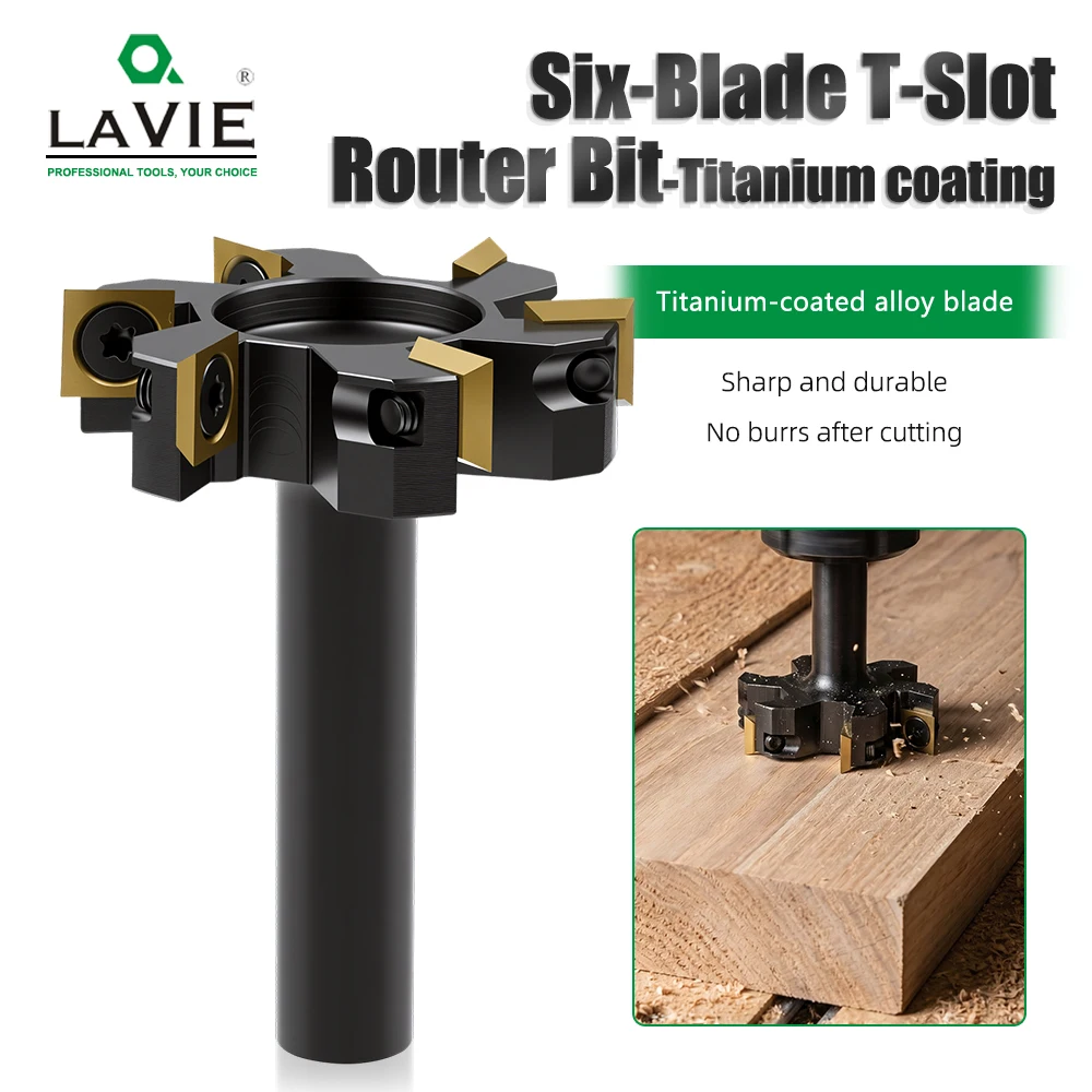 LAVIE 1/2 Inch Shank 6 Flutes T-Slot Cutter, Black Nano Coated Carbide Woodworking Router Bit for Grooving & Dado Cutting X13FA
LAVIE 1/2 Inch Shank 6 Flutes T-Slot Cutter, Black Nano Coated Carbide Woodworking Router Bit for Grooving & Dado Cutting X13FA
