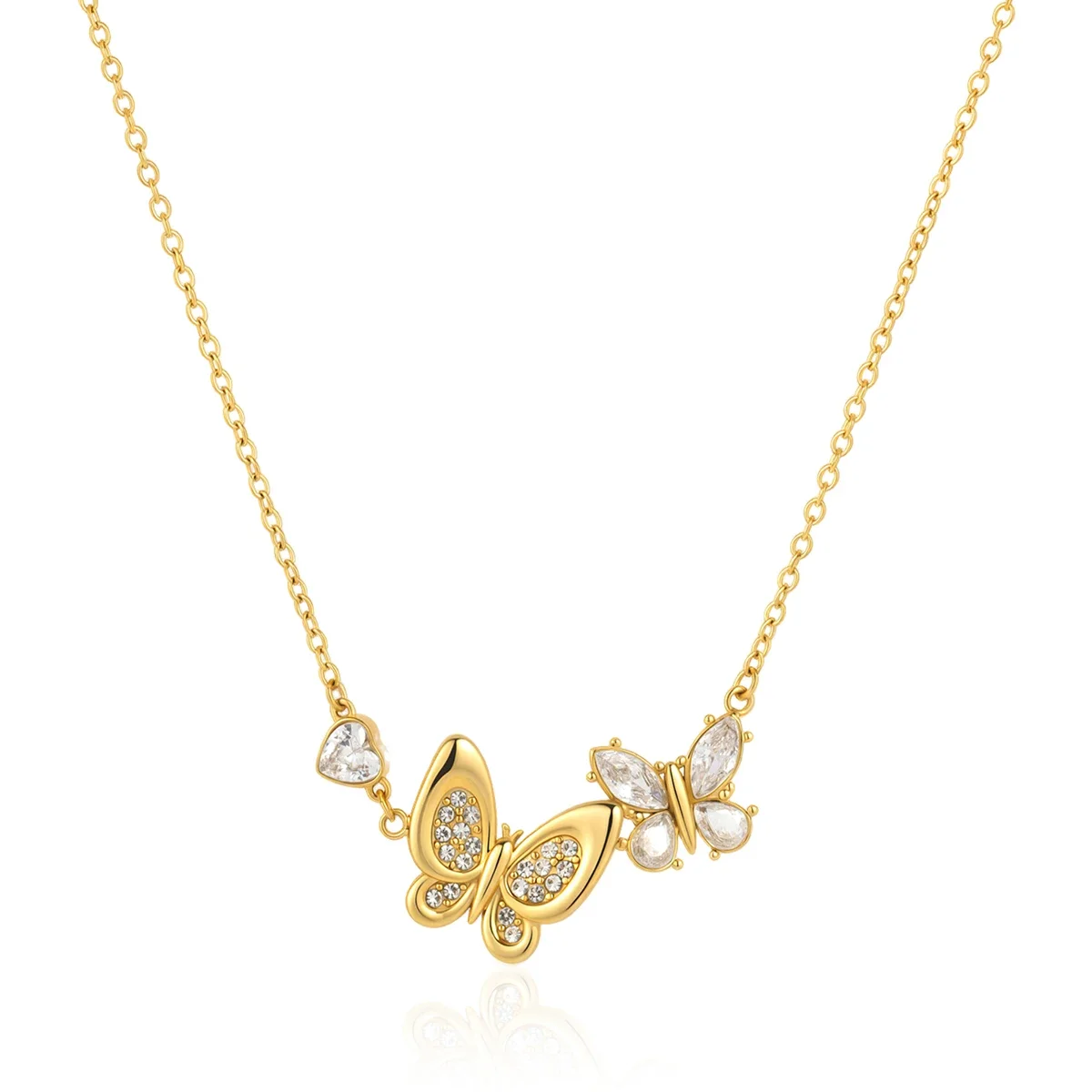 Lovely Butterfly Heart Pendant Necklace For Women Minimalist 18K Gold Plated Stainless Steel Necklace Fashion Jewelry
Lovely Butterfly Heart Pendant Necklace For Women Minimalist 18K Gold Plated Stainless Steel Necklace Fashion Jewelry