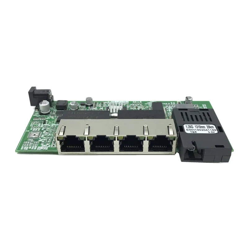 Reverse PoE 10/100/1000M Gigabit Ethernet switch Fiber Optical Single Mode 4 RJ45 and 2 SC fiber Motherboard1.25G 20KM
Reverse PoE 10/100/1000M Gigabit Ethernet switch Fiber Optical Single Mode 4 RJ45 and 2 SC fiber Motherboard1.25G 20KM