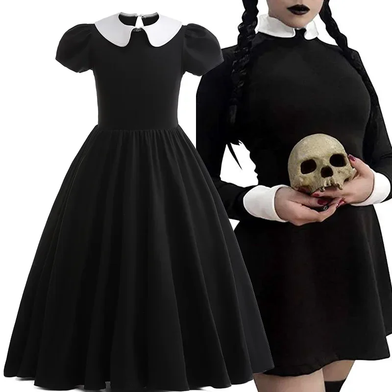 Girls Wednesday Addams Cosplay Costume Addams Black Dress Outfit Costumes Cosplay Party Full Set
Girls Wednesday Addams Cosplay Costume Addams Black Dress Outfit Costumes Cosplay Party Full Set