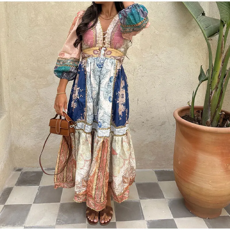 New Retro Printed Ethnic Style Long V-neck Bubble Sleeve Women's Seaside Vacation Style Casual and Comfortable Commuting Dress
New Retro Printed Ethnic Style Long V-neck Bubble Sleeve Women's Seaside Vacation Style Casual and Comfortable Commuting Dress