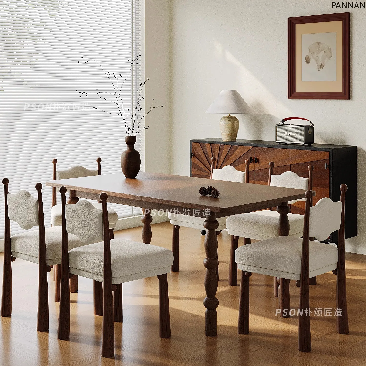 Medieval solid wood dining table dining chair combination Nordic rectangular dining table French retro table
Medieval solid wood dining table dining chair combination Nordic rectangular dining table French retro table