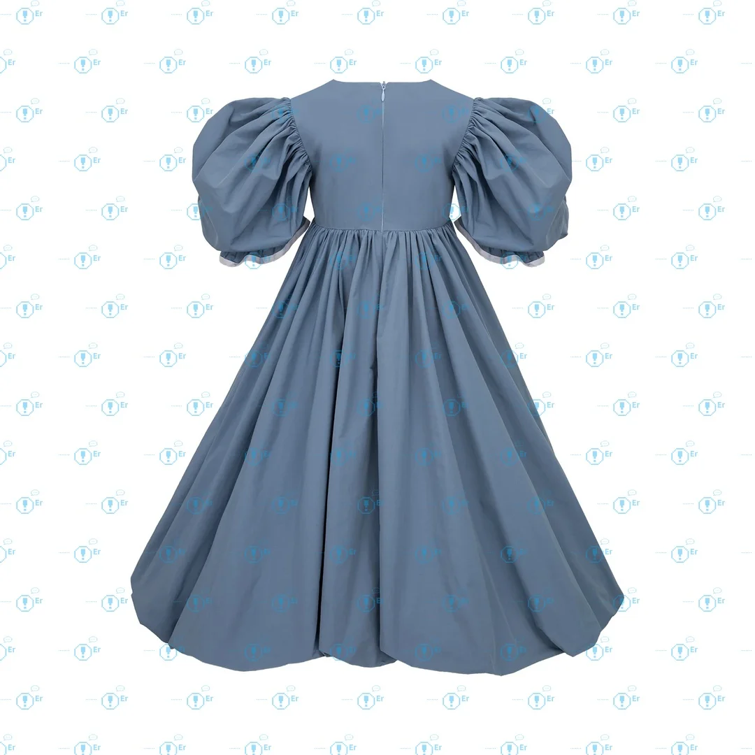 Custom Blue Puff Sleeve Mid-Length Flower Girl Dress Retro Elegant Round Neck Ruffle Cuffs Long Dress Women's Summer Casual Part
Custom Blue Puff Sleeve Mid-Length Flower Girl Dress Retro Elegant Round Neck Ruffle Cuffs Long Dress Women's Summer Casual Part