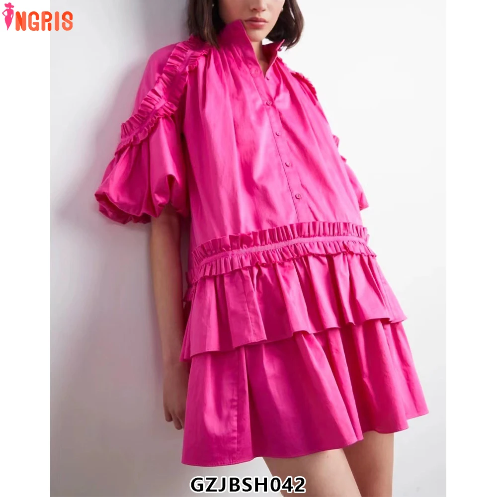 Fashion girls spring casual short dress with neckline puff sleeves ruffle details Chinese style pattern braided style-GZJBSH042
Fashion girls spring casual short dress with neckline puff sleeves ruffle details Chinese style pattern braided style-GZJBSH042