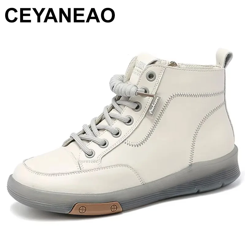 2025 Spring Summer Women Sneakers Lace-Up High-Top Cow Leather Casual Shoes Comfortable Female Flat Walking Shoes
2025 Spring Summer Women Sneakers Lace-Up High-Top Cow Leather Casual Shoes Comfortable Female Flat Walking Shoes