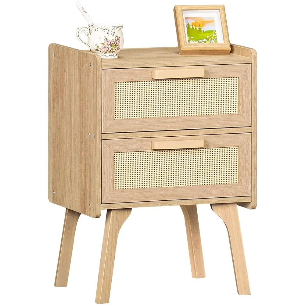 Rattan Nightstand, Boho Night Stand With 2 Drawers, Cane Accent Side End Table, Bedside Table With Solid Wood Legs For Bedroom,
Rattan Nightstand, Boho Night Stand With 2 Drawers, Cane Accent Side End Table, Bedside Table With Solid Wood Legs For Bedroom,