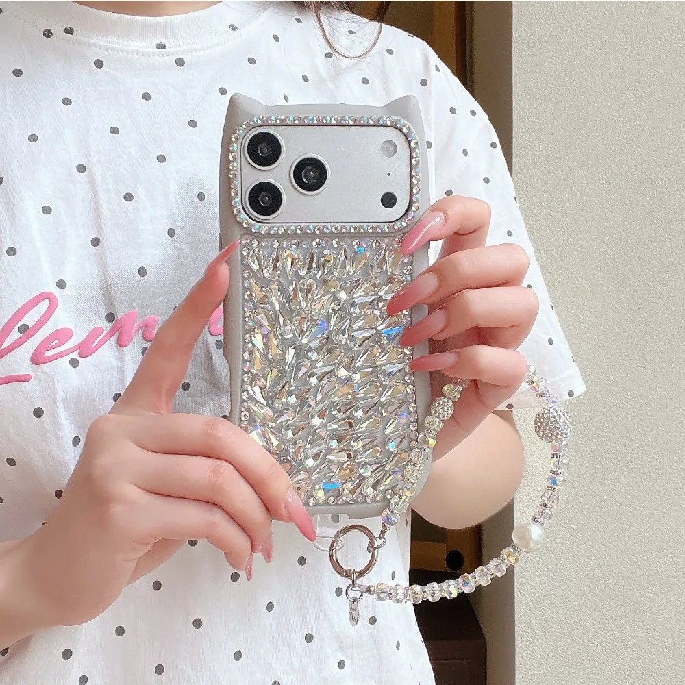 For iPhone 17 Pro Max Case Girly Luxury Bling Diamond Cat Ear Case With Pearl Charm Lanyard Compatible with iPhone 16 15 14 13
For iPhone 17 Pro Max Case Girly Luxury Bling Diamond Cat Ear Case With Pearl Charm Lanyard Compatible with iPhone 16 15 14 13