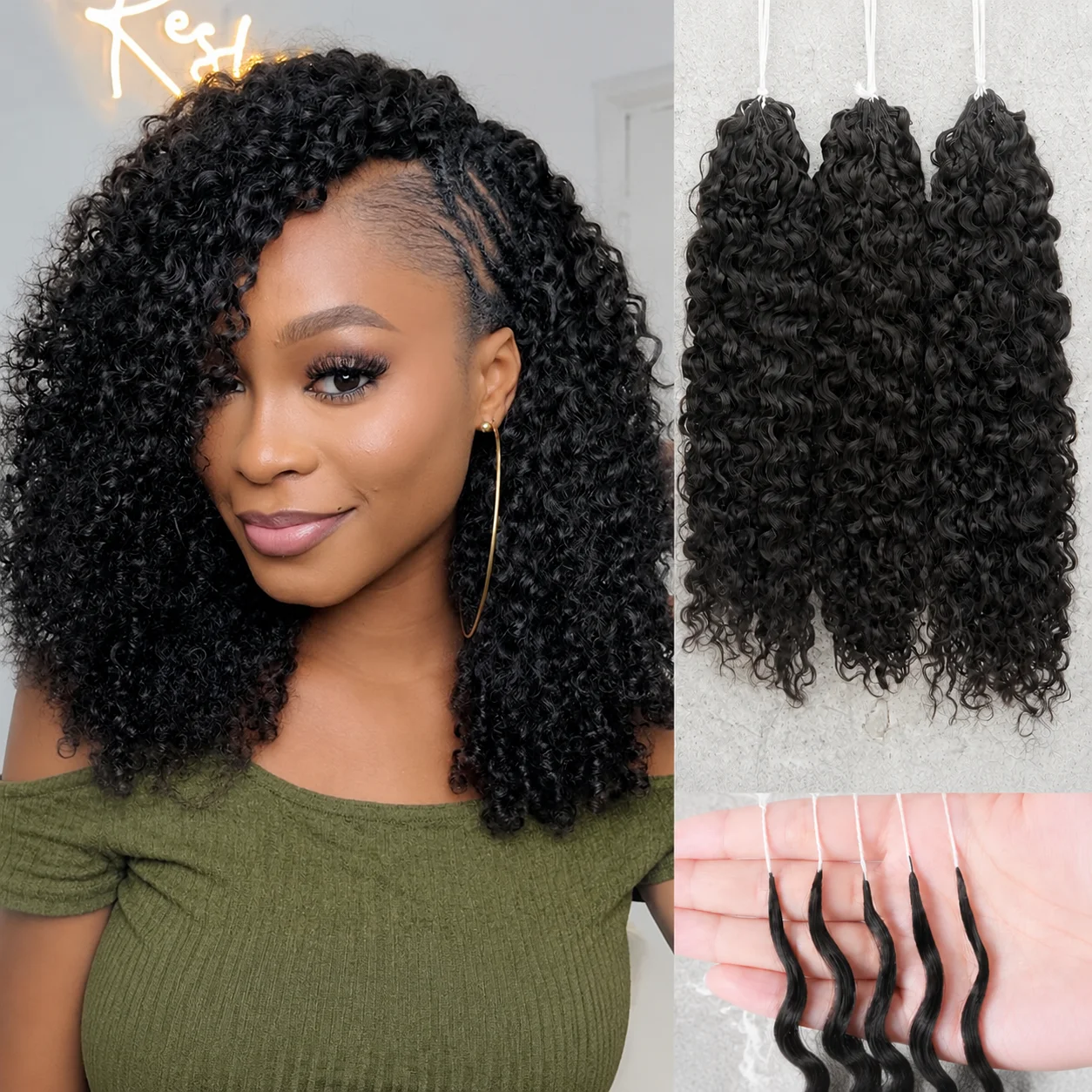 12A Kinky Curly Crochet Human Hair Extensions Burmese Curly Small Spirals Pre Separated Knotless Feather Hair Extension Soft Natural Curls For Black Women
12A Kinky Curly Crochet Human Hair Extensions Burmese Curly Small Spirals Pre Separated Knotless Feather Hair Extension Soft Natural Curls For Black Women