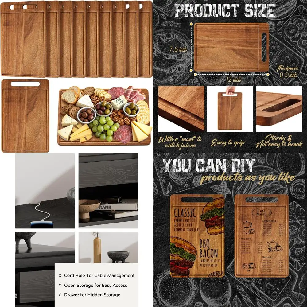 Bulk 10-Piece Wooden Chopping Boards 12x7.8 Inches Acacia Wood Serving Boards for Kitchen Use - Ideal for Pizza, Bread, and More
Bulk 10-Piece Wooden Chopping Boards 12x7.8 Inches Acacia Wood Serving Boards for Kitchen Use - Ideal for Pizza, Bread, and More