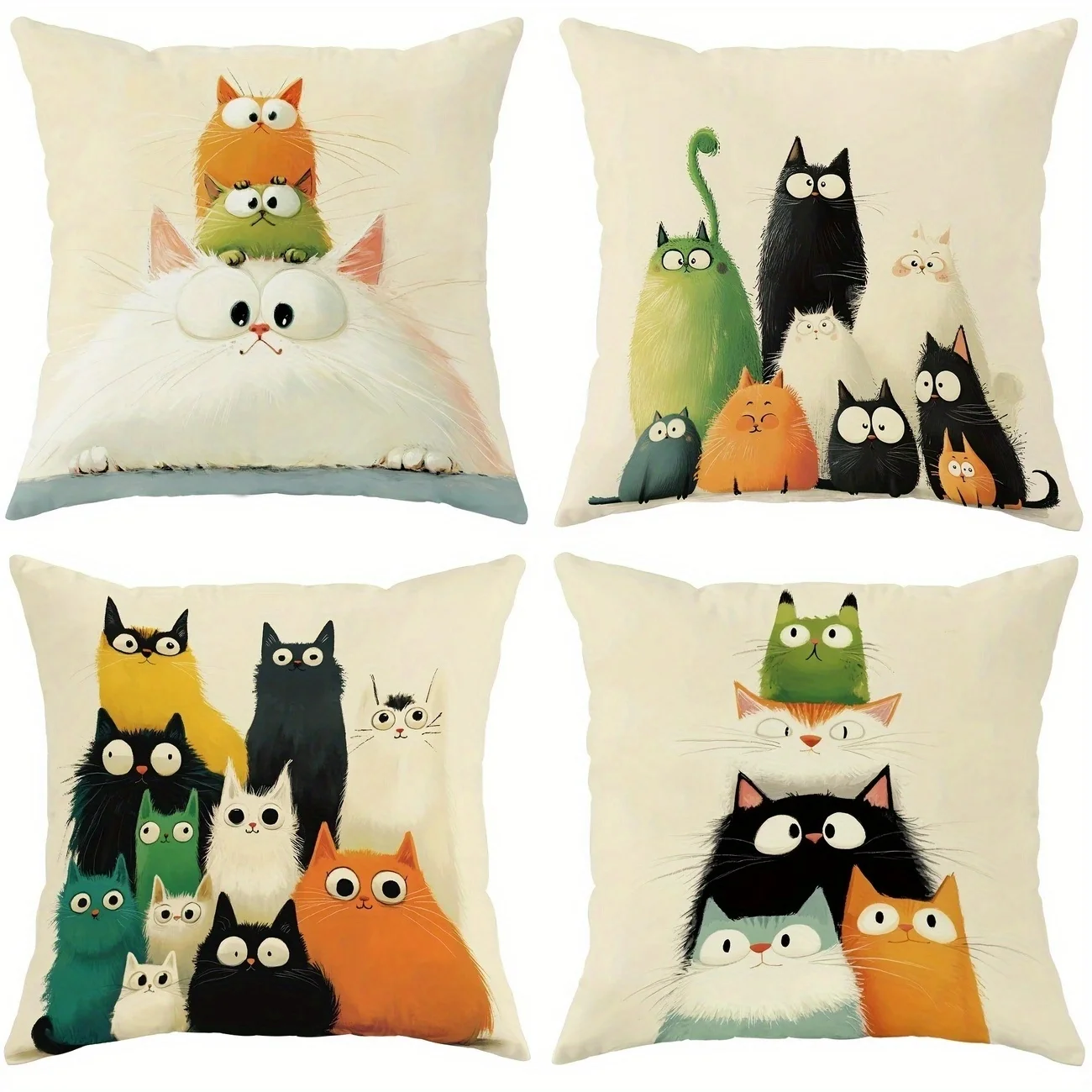 Pillow Covers Set of 4 Spring Cute Cartoon Cat Design Pillow Covers 18x18 Inch Soft Velvet Polyester Fiber Zipper Closure Machine Washable Single-Sided Print for Living Room Bedroom Sofa Decor Decorative Cushion Covers Only, Unfilled
Pillow Covers Set of 4 Spring Cute Cartoon Cat Design Pillow Covers 18x18 Inch Soft Velvet Polyester Fiber Zipper Closure Machine Washable Single-Sided Print for Living Room Bedroom Sofa Decor Decorative Cushion Covers Only, Unfilled