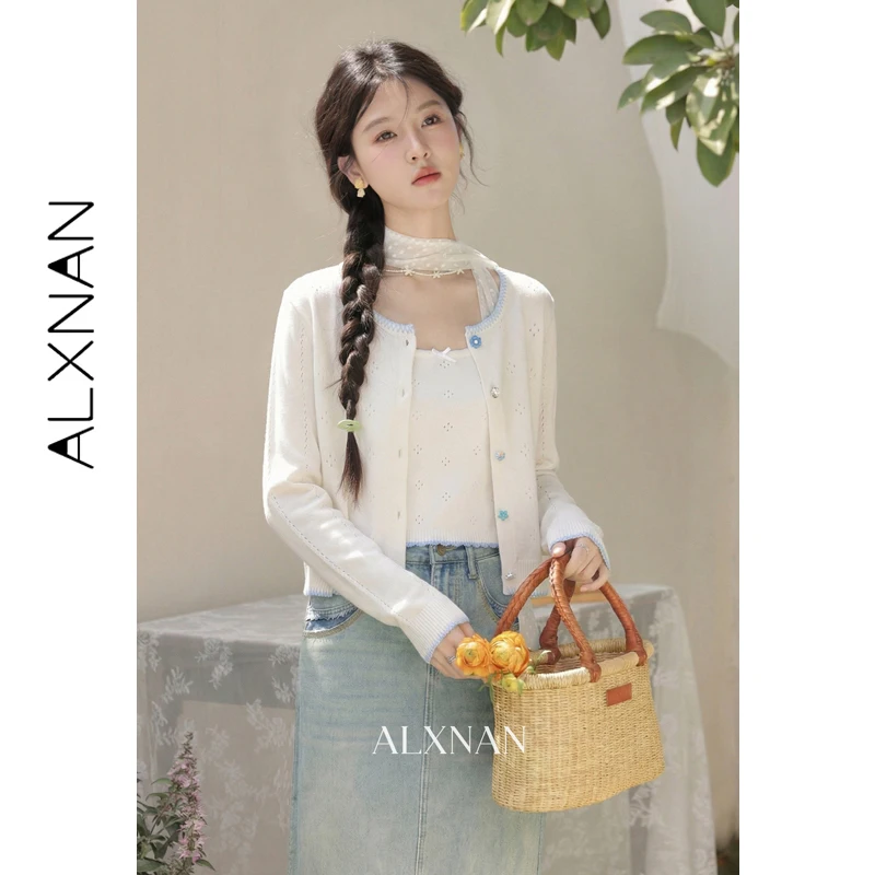 Женский вязаный кардиган ALXNAN 2026: весенний, белый, с длинными рукавами, светло-голубой, контрастный цвет, с цветочным узором, на пуговицах, ажурный трикотаж L61520
Женский вязаный кардиган ALXNAN 2026: весенний, белый, с длинными рукавами, светло-голубой, контрастный цвет, с цветочным узором, на пуговицах, ажурный трикотаж L61520