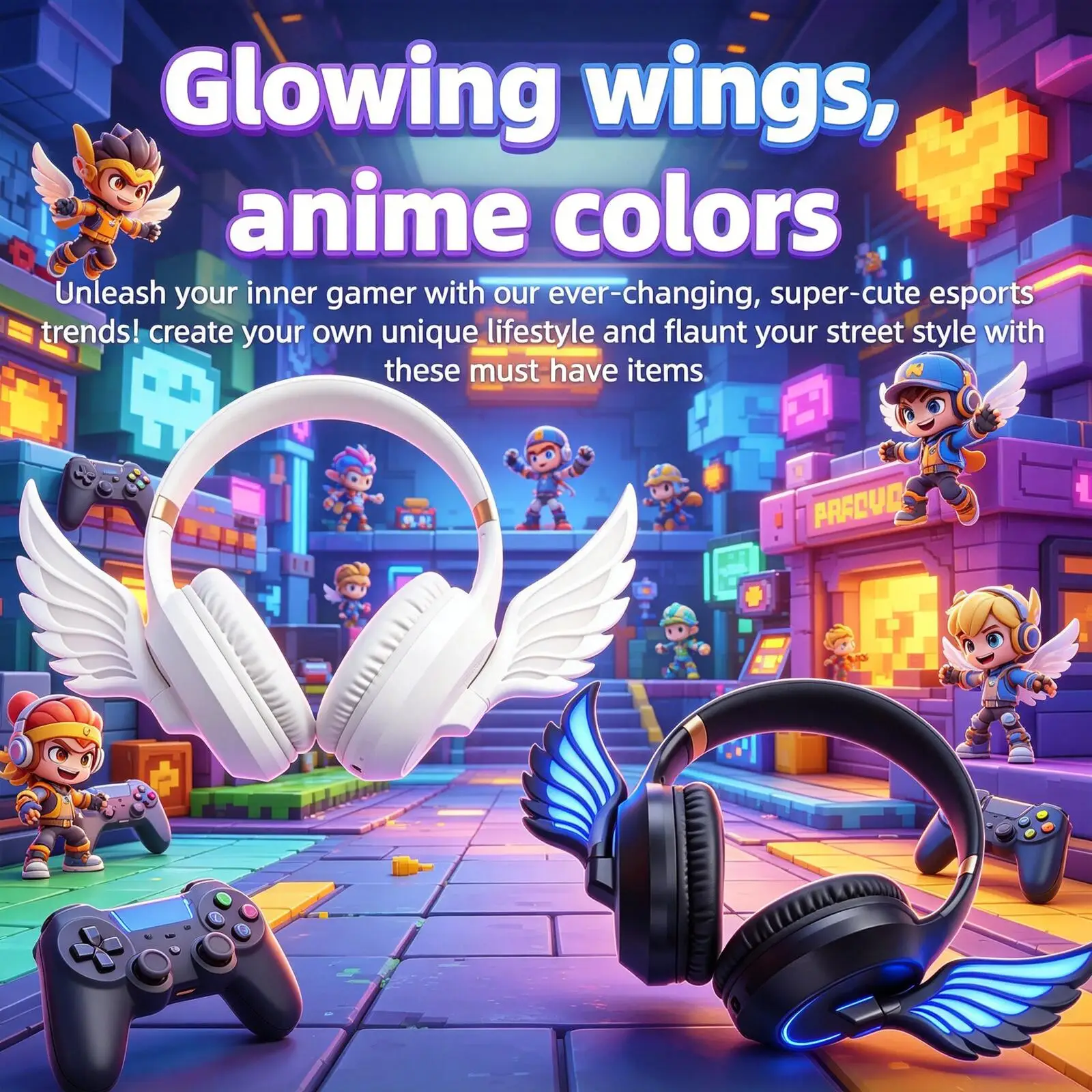 Creative Anime Style Angel Wings Bluetooth Wireless Headphones, LED Glowing Light Over Ear HIFI Stereo Sound Headsets Girls Gift
Creative Anime Style Angel Wings Bluetooth Wireless Headphones, LED Glowing Light Over Ear HIFI Stereo Sound Headsets Girls Gift