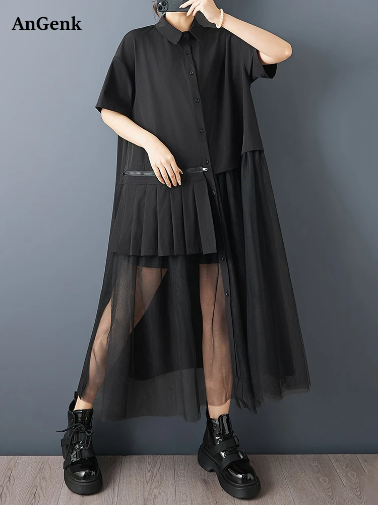 2026 Summer New Mesh Patchwork Vintage Shirt Dresses For Women Short Sleeve Loose Casual Ladies Dress Fashion Elegant Clothing
2026 Summer New Mesh Patchwork Vintage Shirt Dresses For Women Short Sleeve Loose Casual Ladies Dress Fashion Elegant Clothing