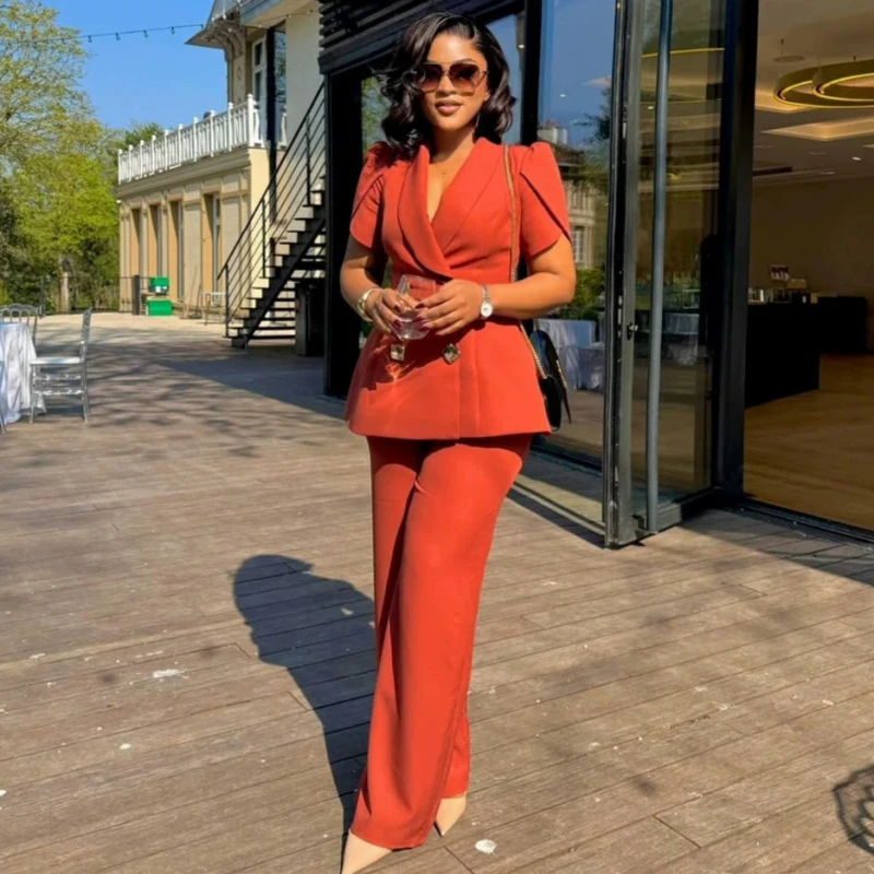 Elegant Chic African Fashion Women Two Piece Set Short Sleeve Blazer Top And Wide Leg Pants Set Office Lady Suit
Elegant Chic African Fashion Women Two Piece Set Short Sleeve Blazer Top And Wide Leg Pants Set Office Lady Suit