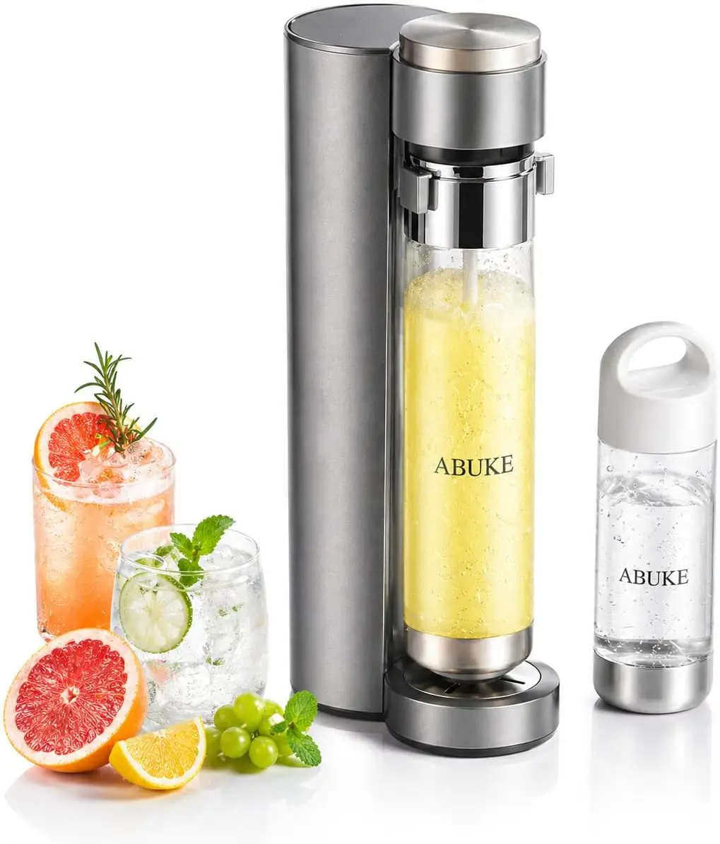 Sparkling Water Maker with 0.5L & 1L Bottles, Cordless Soda Machine, Compatible with 60L CO2 Tanks, Carbonate Water, Juice & Drinks
Sparkling Water Maker with 0.5L & 1L Bottles, Cordless Soda Machine, Compatible with 60L CO2 Tanks, Carbonate Water, Juice & Drinks