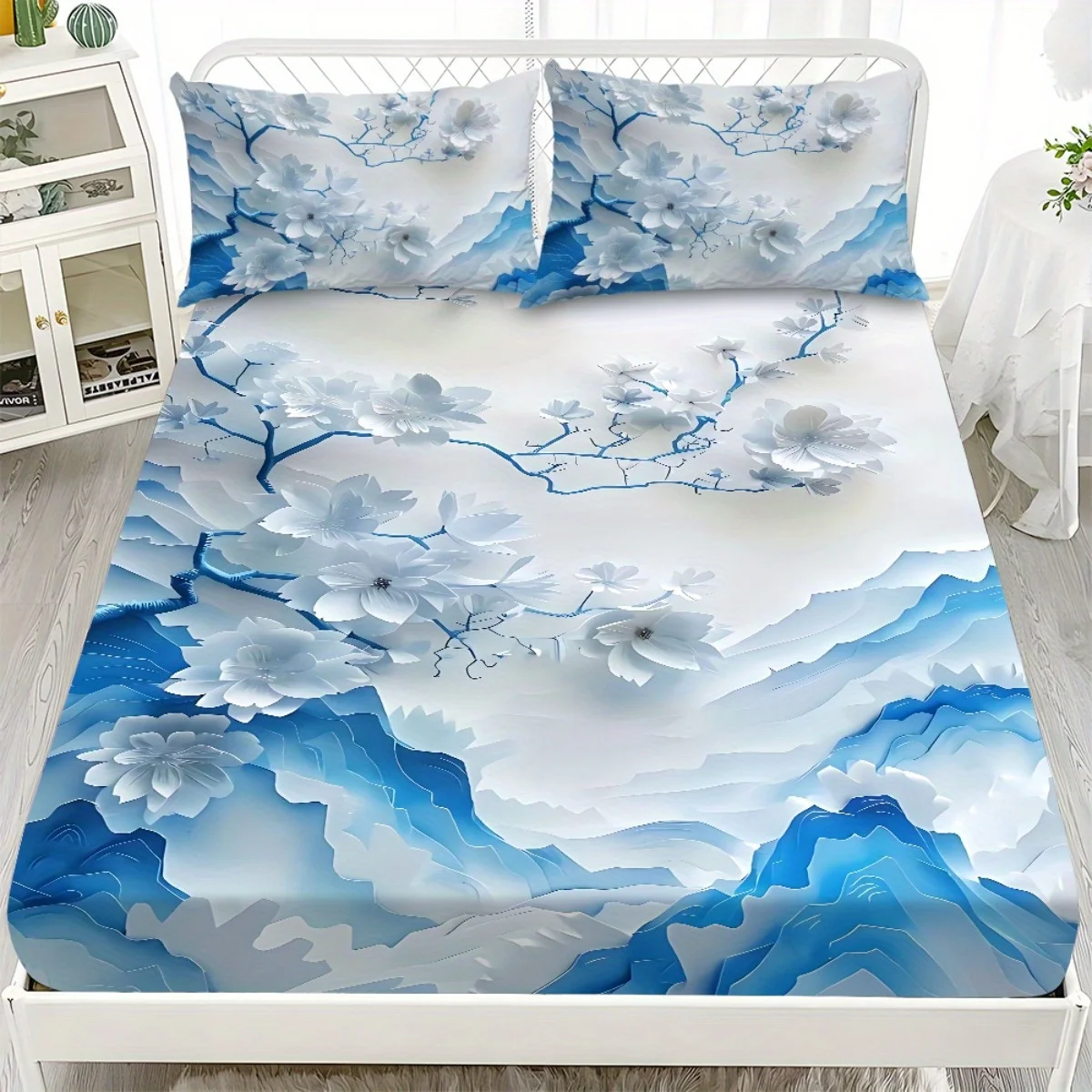 1pc Fitted Sheet - Ink Blue Pattern European Mattress Protector Soft with Light Beige-Friendly Breathability, All-Season Use
1pc Fitted Sheet - Ink Blue Pattern European Mattress Protector Soft with Light Beige-Friendly Breathability, All-Season Use