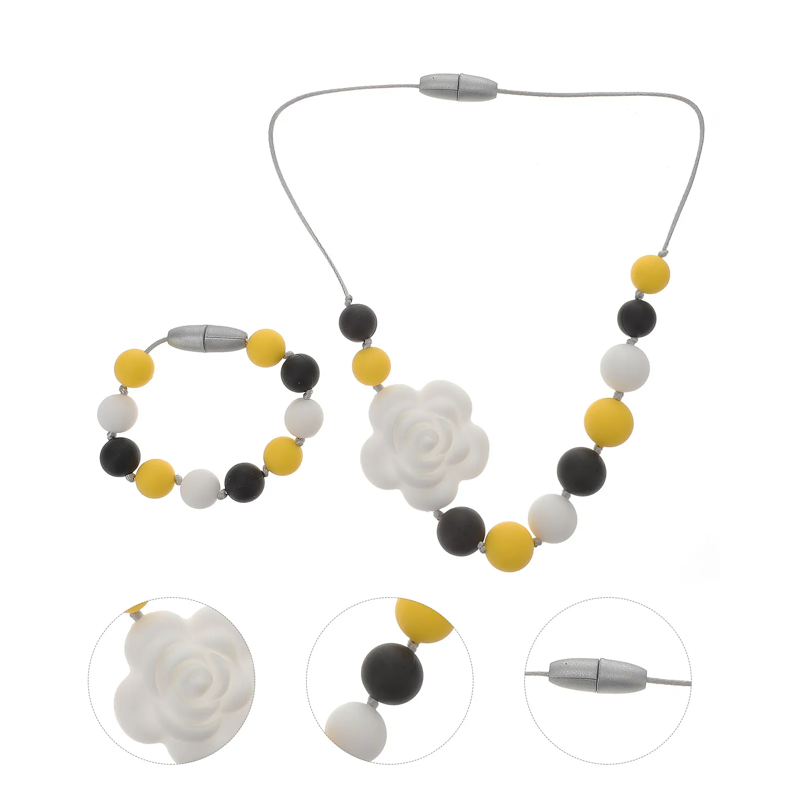 Набор из 2 предметов: прорезыватель-ожерелье и браслет в форме розы для малышей, мягкие силиконовые жевательные украшения для комфорта десен и развития сенсорики у малышей
Набор из 2 предметов: прорезыватель-ожерелье и браслет в форме розы для малышей, мягкие силиконовые жевательные украшения для комфорта десен и развития сенсорики у малышей