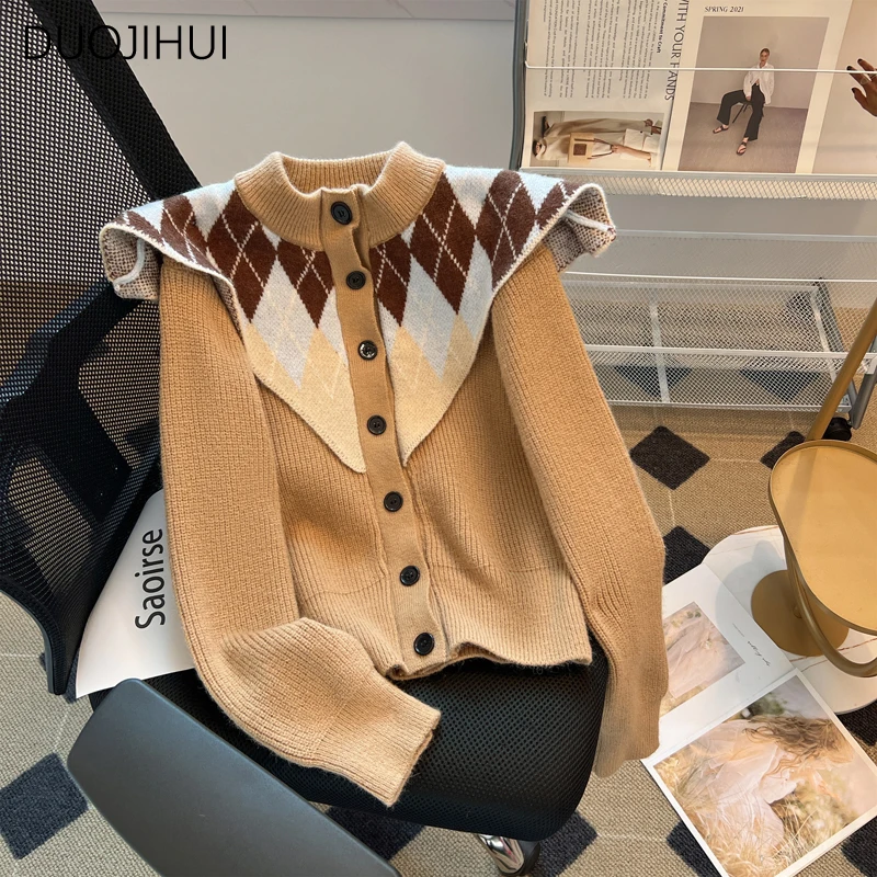 DUOJIHUI New Vintage Chic Rhombic Shawl Sweet Female Cardigan Autumn Basic Simple Fashion Single Breasted Sweater Women Cardigan
DUOJIHUI New Vintage Chic Rhombic Shawl Sweet Female Cardigan Autumn Basic Simple Fashion Single Breasted Sweater Women Cardigan