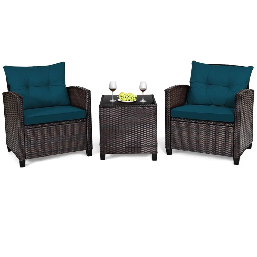 3 Pieces Patio Furniture Set, PE Rattan Wicker 3 Pcs Outdoor Sofa Set w Washable Cushion and Tempered Glass Tabletop, Conversat
3 Pieces Patio Furniture Set, PE Rattan Wicker 3 Pcs Outdoor Sofa Set w Washable Cushion and Tempered Glass Tabletop, Conversat