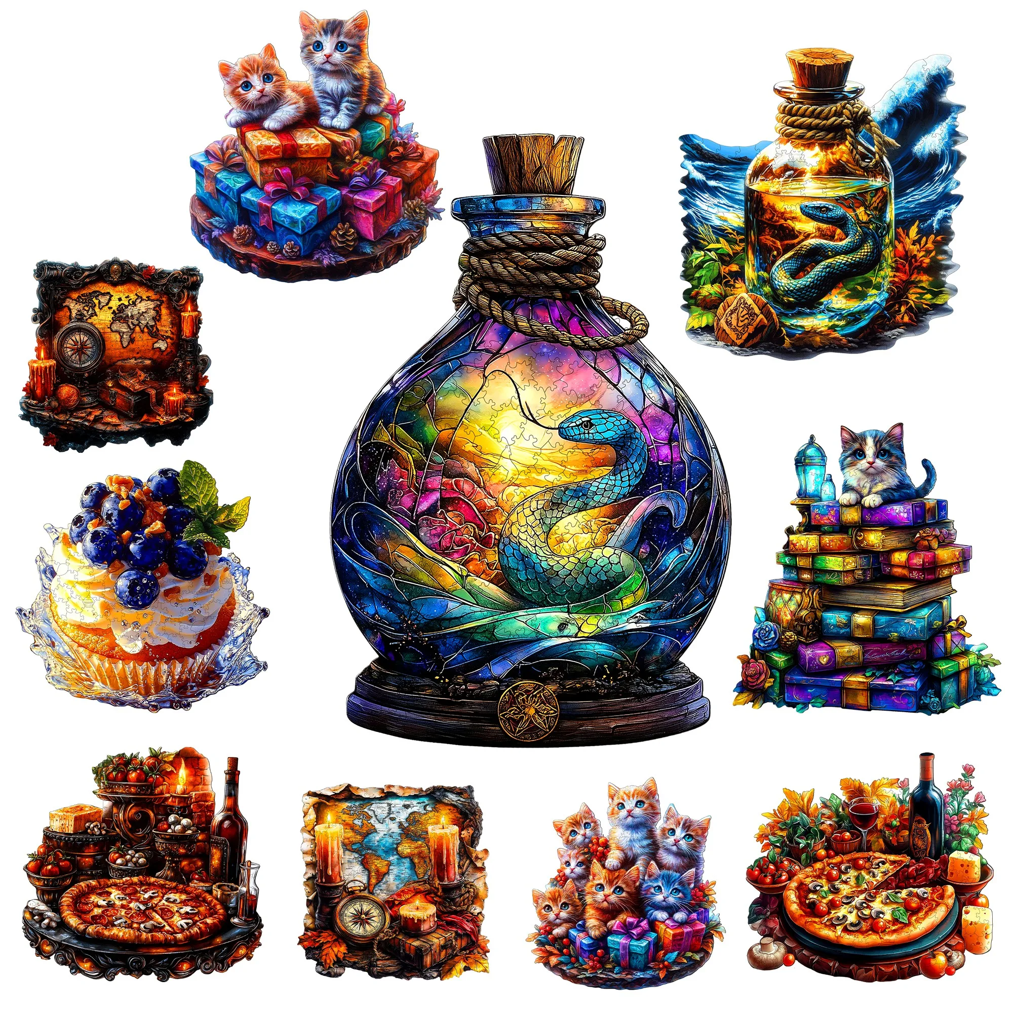 Magic bottle and animals Theme Wooden Jigsaw Puzzle Wooden Decor Painting Christmas and Halloween Gift Toy For Teen And Kid
Magic bottle and animals Theme Wooden Jigsaw Puzzle Wooden Decor Painting Christmas and Halloween Gift Toy For Teen And Kid