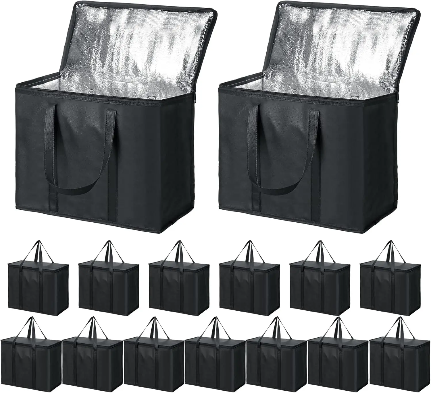 Insulated Reusable Grocery Bags 15 Pack, Heavy Duty Cooler Totes with Zipper, Foldable Washable for Food Delivery, Shopping
Insulated Reusable Grocery Bags 15 Pack, Heavy Duty Cooler Totes with Zipper, Foldable Washable for Food Delivery, Shopping