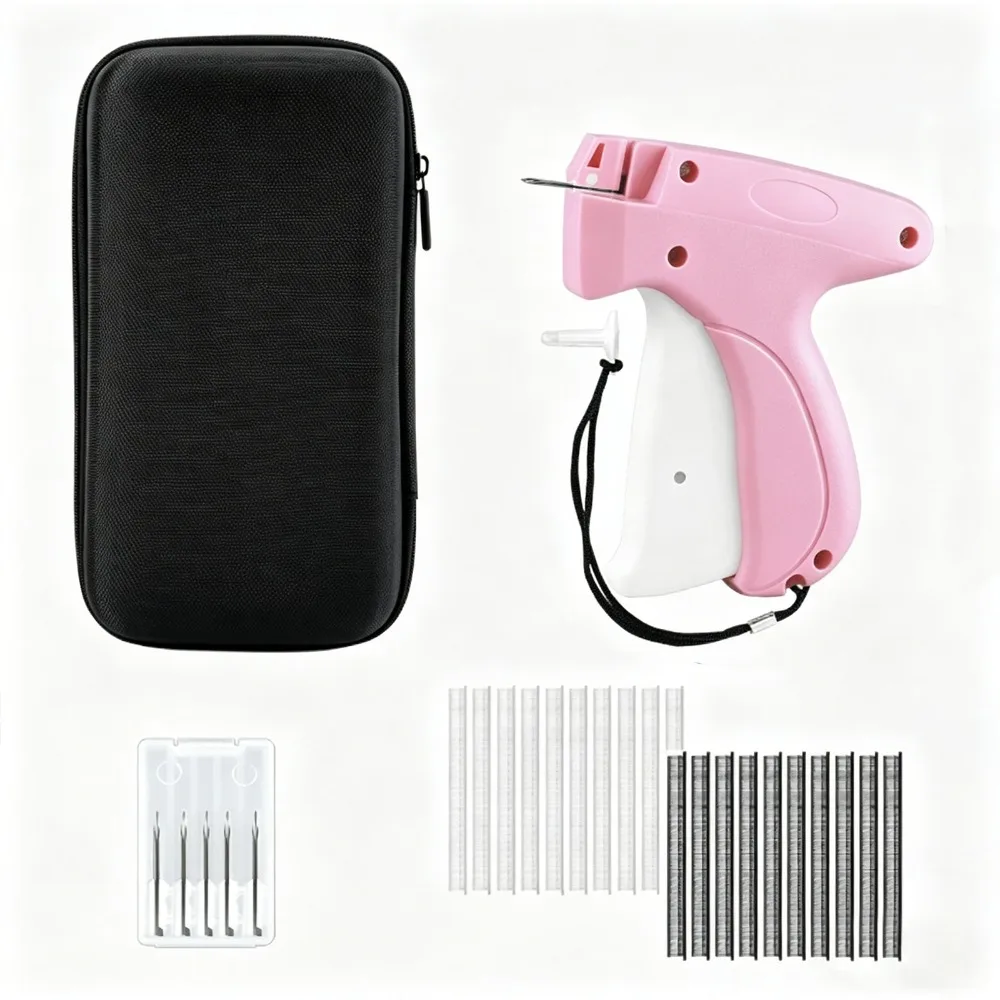 Clothing Tagging Gun Kit Non-Stitch 5 Needles, 500 Black & 500 White Barbs Fasteners, 1 Pink White Storage Bag
Clothing Tagging Gun Kit Non-Stitch 5 Needles, 500 Black & 500 White Barbs Fasteners, 1 Pink White Storage Bag
