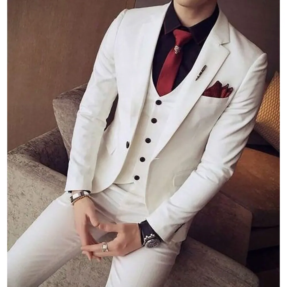 Белый пиджак Homme Slim Fit, мужские костюмы на плоской подошве, однобортный, с лацканами, элегантная мужская одежда, комплект из трех предметов, куртка, брюки, жилет
Белый пиджак Homme Slim Fit, мужские костюмы на плоской подошве, однобортный, с лацканами, элегантная мужская одежда, комплект из трех предметов, куртка, брюки, жилет