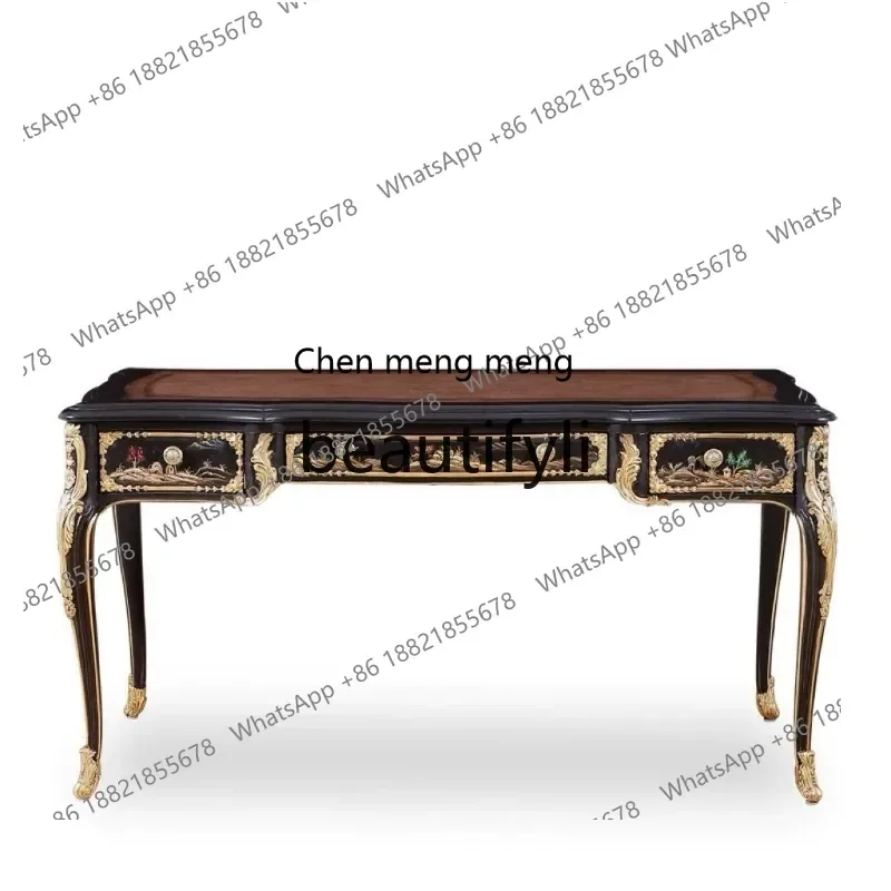 N178 G Writing desk American French retro solid wood carving desk cowhide computer desk
N178 G Writing desk American French retro solid wood carving desk cowhide computer desk