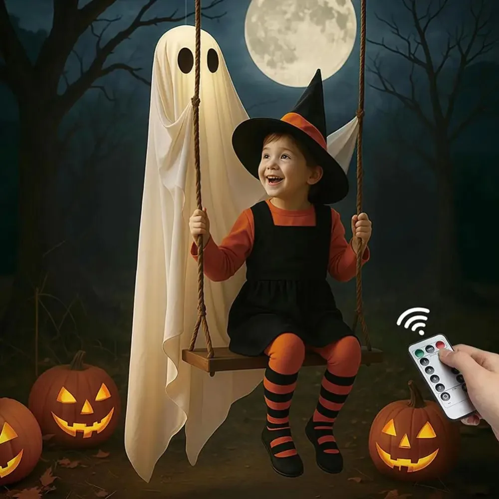 5.9FT Large Halloween Hanging Ghost Swing With String Lights With Remote Spooky Ghosts Swing Adjustable Height
5.9FT Large Halloween Hanging Ghost Swing With String Lights With Remote Spooky Ghosts Swing Adjustable Height