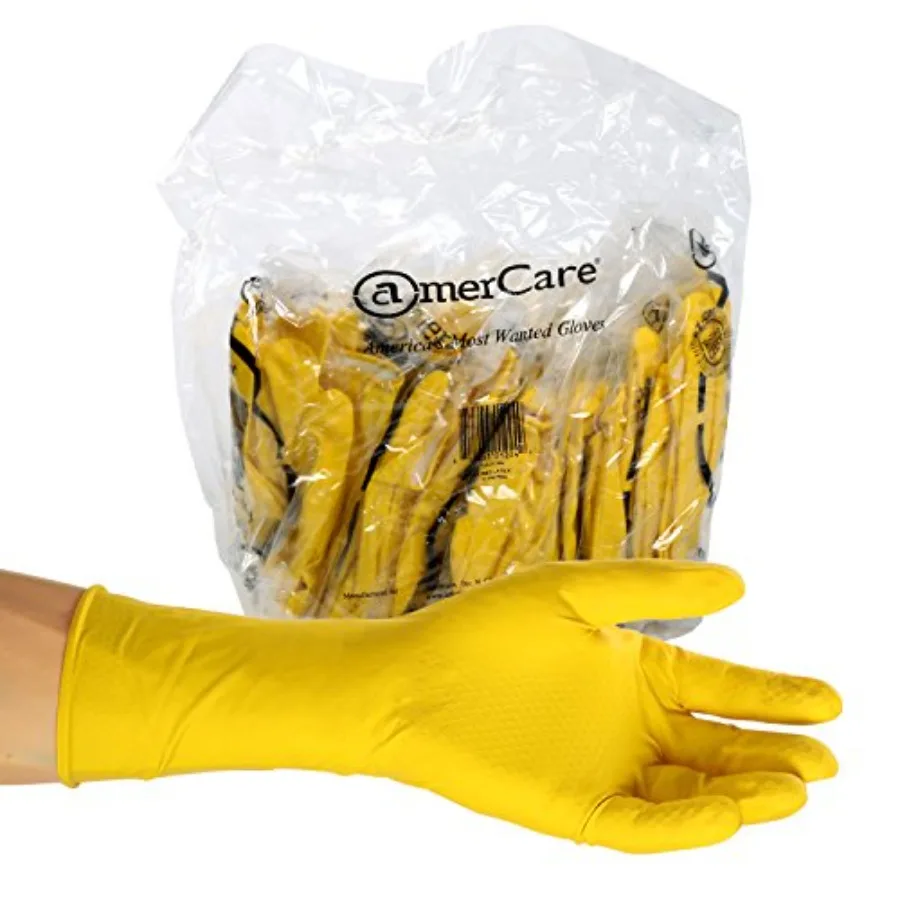 AmerCare Neptune Yellow Household Latex Rubber Gloves for Dishwashing and Cleaning Medium Case of 120 Pairs
AmerCare Neptune Yellow Household Latex Rubber Gloves for Dishwashing and Cleaning Medium Case of 120 Pairs