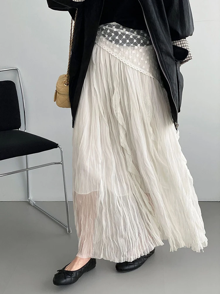 High Elastic Waist White Pleated Mesh Vintage A-line Half-body Skirt Women Fashion Tide New Spring Autumn 2026
High Elastic Waist White Pleated Mesh Vintage A-line Half-body Skirt Women Fashion Tide New Spring Autumn 2026