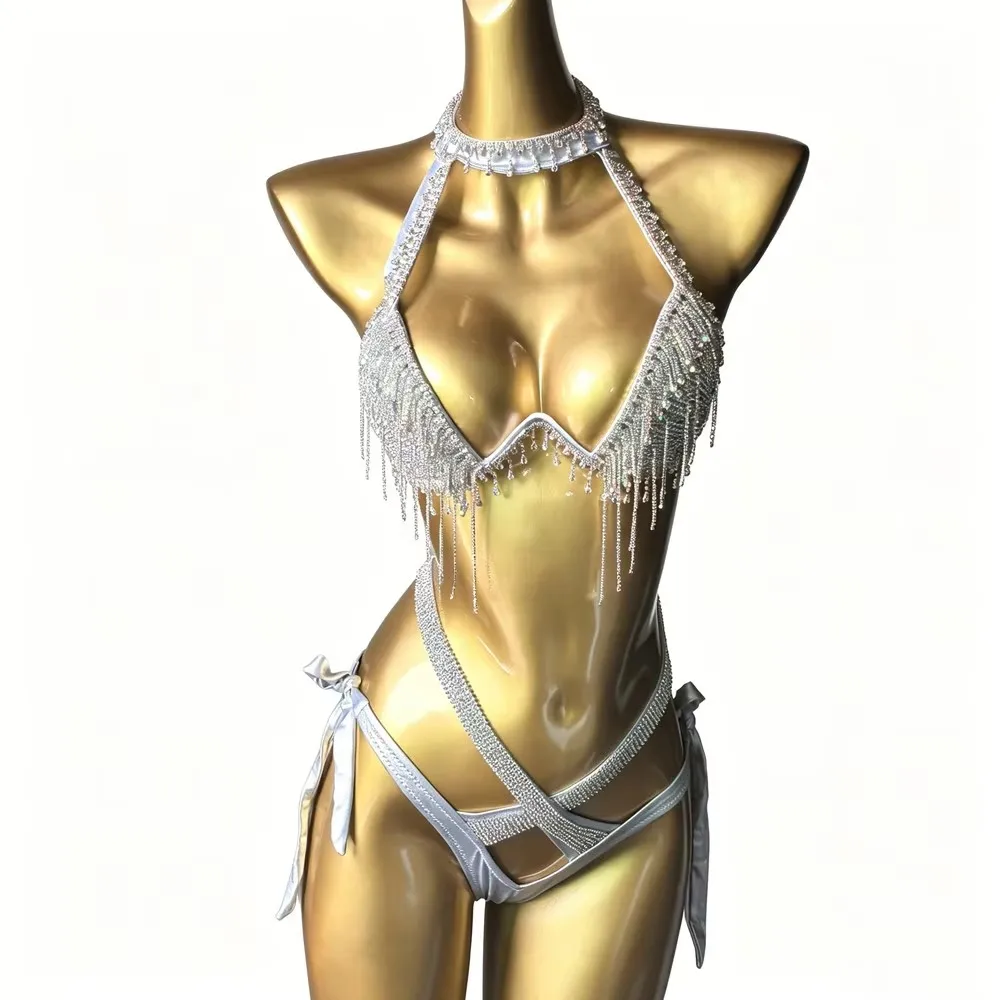 Women's Shiny Slim Sexy Rhinestone Chain Bikini Bling Crystal Fringe Beach Swimwear for Vacation Nightclub Party Show Costume
Women's Shiny Slim Sexy Rhinestone Chain Bikini Bling Crystal Fringe Beach Swimwear for Vacation Nightclub Party Show Costume