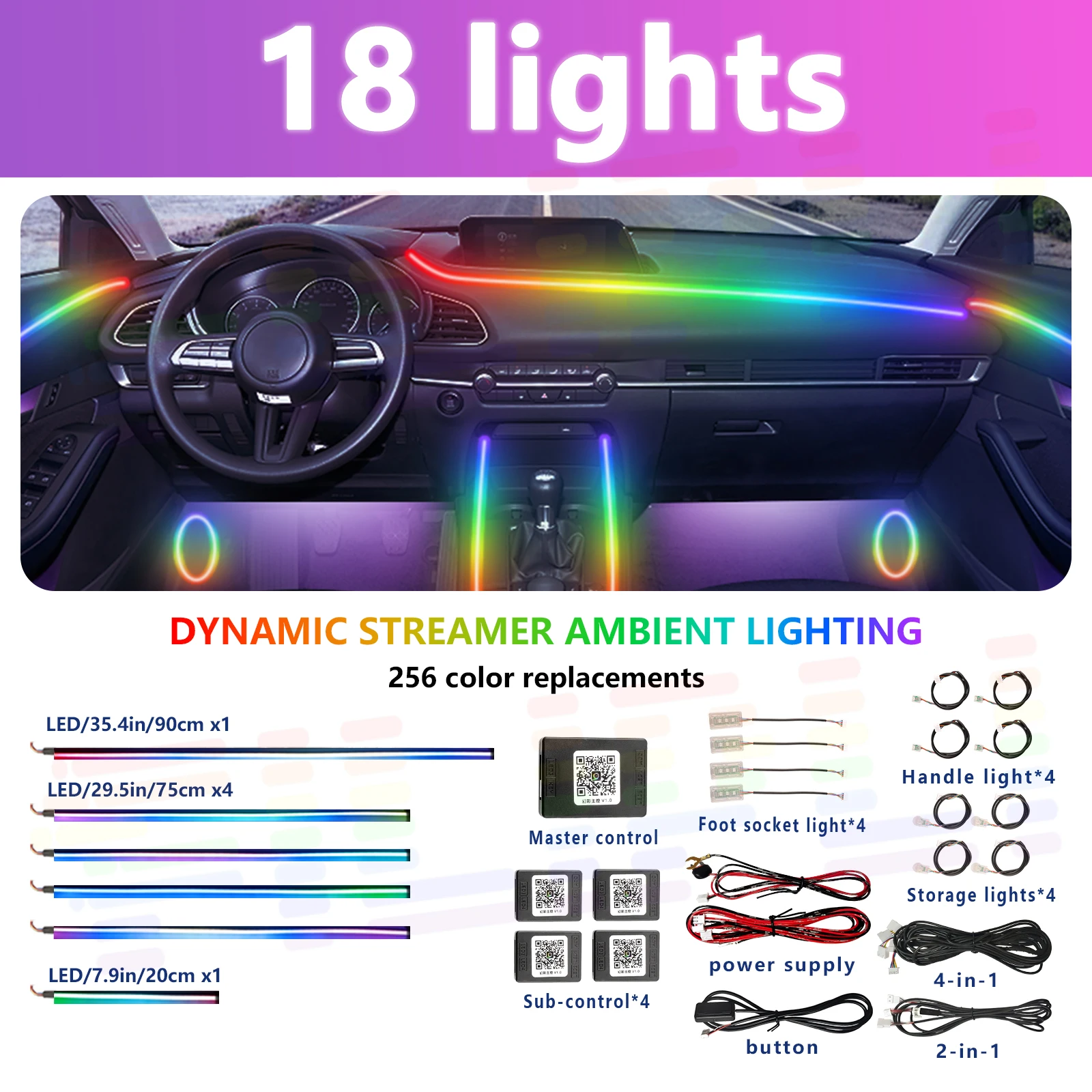 Приложение для салона автомобиля, 64-цветная RGB-симфония, полоса окружающего освещения, акриловая направляющая, светодиодная атмосферная лампа
Приложение для салона автомобиля, 64-цветная RGB-симфония, полоса окружающего освещения, акриловая направляющая, светодиодная атмосферная лампа
