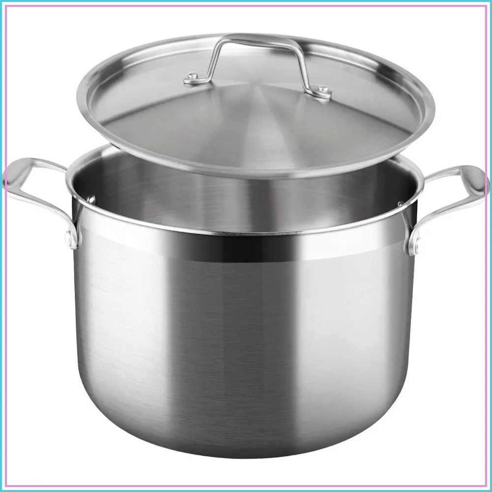8 Quart Tri-Ply Stainless Steel Stockpot with Lid, Induction Cookware
8 Quart Tri-Ply Stainless Steel Stockpot with Lid, Induction Cookware