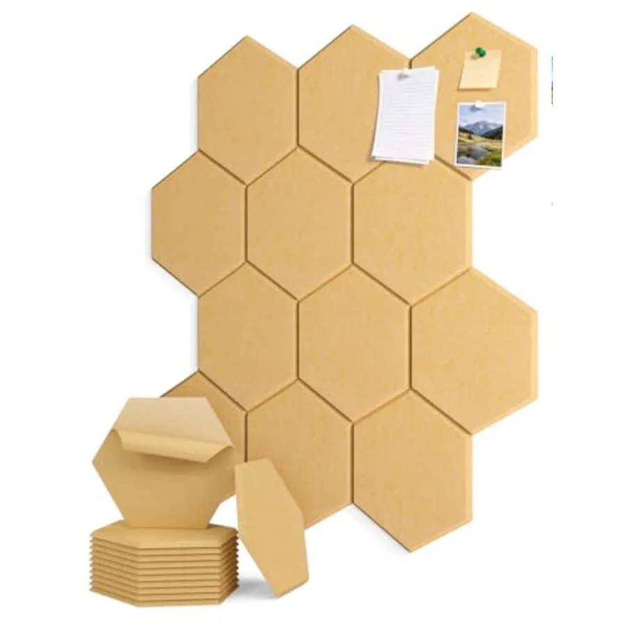 12 Pack Felt Bulletin Boards for Walls Corkboard for Office 12" x 10", Mustard Large Self-Adhesive Hexagon Mustard Display Tile
12 Pack Felt Bulletin Boards for Walls Corkboard for Office 12" x 10", Mustard Large Self-Adhesive Hexagon Mustard Display Tile