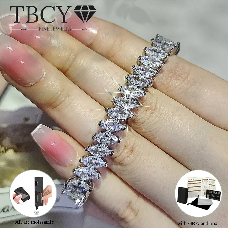 TBCYD Full Moissanite Marquise Tennis Bracelet/Rings 925 Silver Chain Woman 18K Gold Plated Luxury Diamond with GRA Jewelry Set
TBCYD Full Moissanite Marquise Tennis Bracelet/Rings 925 Silver Chain Woman 18K Gold Plated Luxury Diamond with GRA Jewelry Set