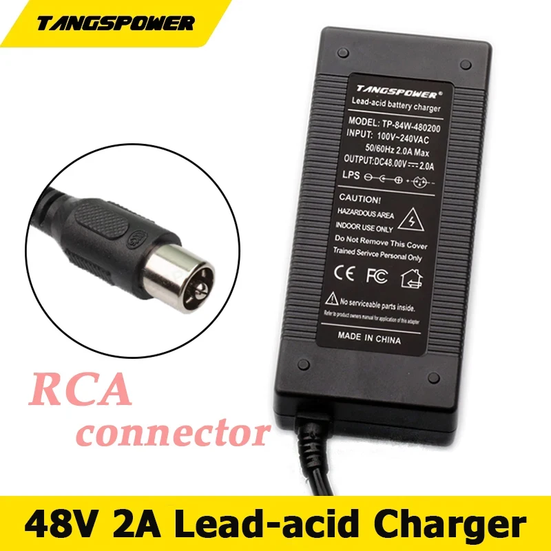48V 2A Lead-Acid Battery Charger For 57.6V Lead Acid Battery Pack Fast Charging High quality RCA Connector Portable Charger
48V 2A Lead-Acid Battery Charger For 57.6V Lead Acid Battery Pack Fast Charging High quality RCA Connector Portable Charger