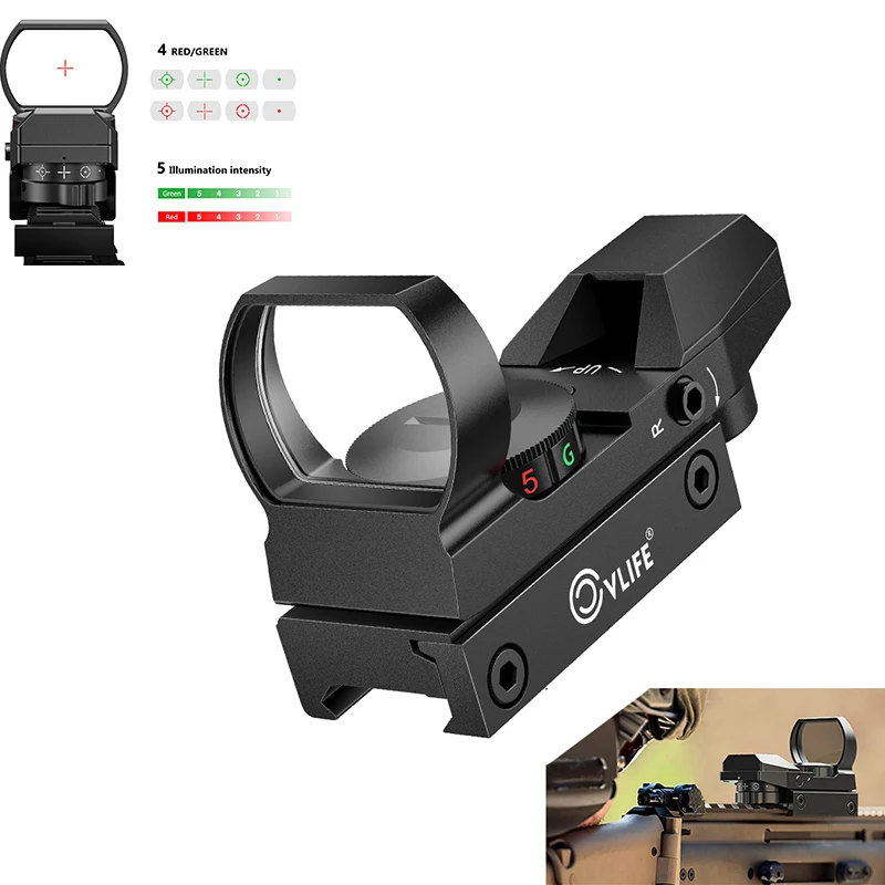CVLIFE Scope Red Green Dot Sights Optics Riflescope 4 Adjustable Reticles Open Reflex Sighting for 20mm Picatinny Rail
CVLIFE Scope Red Green Dot Sights Optics Riflescope 4 Adjustable Reticles Open Reflex Sighting for 20mm Picatinny Rail